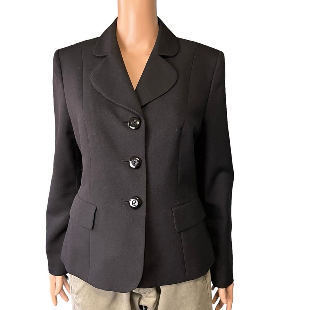 Le Suit Womens Black Blazer Size 10P Career Academia Corporate Chic Normcore